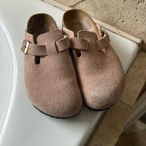 pink suede birkenstock boston